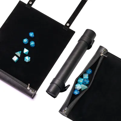Immagine prodotto di cusdie: Tappetino e portadadi 2-in-1, con cerniera, contenente 7 dadi per DND