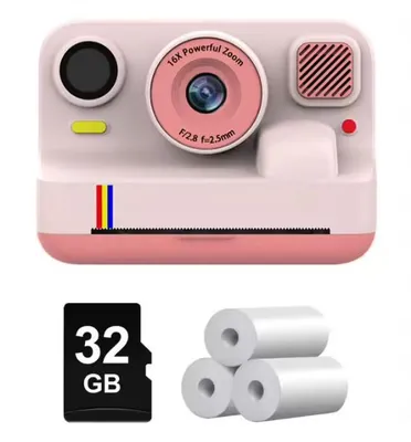 Produktbild von Blossom K12 Kinder-Sofortbildkamera, 48 MP mit zwei Objektiven, Bluetooth-Fotodruck, 1080p-Video, 32 GB Speicherkarte, rosa