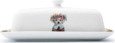 Obrázek produktu pro Máslenka Tipperley Hill Štěně s květinovým věncem porcelánová Creative Tops