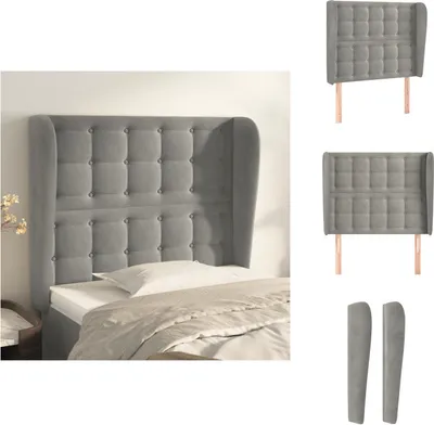 Produktbild von vidaXL Kopfteil mit Ohren Hellgrau 93x23x118/128 cm Samt -  Kopf- & Fußenden