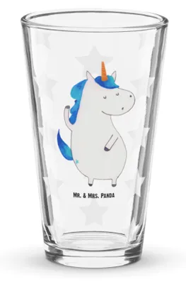 Produktbild von Mr. & Mrs. Panda Glas Einhorn Mann - Transparent - Geschenk, Trinkglas, Einhörner, Longdrinkglas, Bierglas, Party, Tumbler, Pintglas, Unicorn, Freundin, Familie