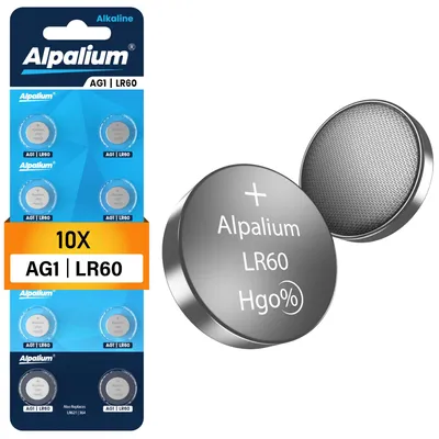 Produktbild von AG1 LR60 Knopfzelle Batterien 10er Pack - Alkaline, LR621, 1.5V Alpalium für Armbanduhren, Taschenrechner, Messgeräte und Thermometer