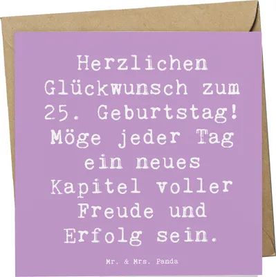 Produktbild von Mr. & Mrs. Panda Grußkarte Spruch 25. Geburtstag - Lavendeltraum - Geschenk, anlasskarte, Jubiläum, Vierteljahrhundert, Alter, Liebevoll, Happy Birthday, Erfolg