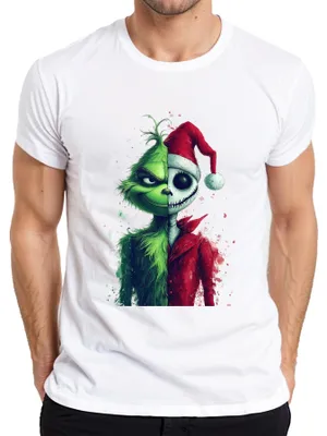 Immagine prodotto di Maglietta da uomo Grinch Jack Skellington Mashup Christmas Horror Gift, bianco, XXL