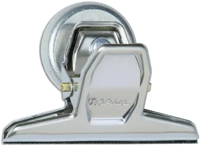 Produktbild von Briefklemmer Maulpro 75mm mit Kraftmagnet nickel VE=5x3 Stück