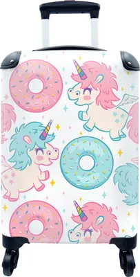 Produktbild von MuchoWow® MuchoWow® Koffer Handgepäck Trolley Rollkoffer Kleine Reisekoffer mit 4 Rollen - Einhorn - Donut - Baby - Cabin Size < 55x40x23 cm & 55x40x20 cm - Fotokoffer - Kabinenkoffer - Boardgepäck -