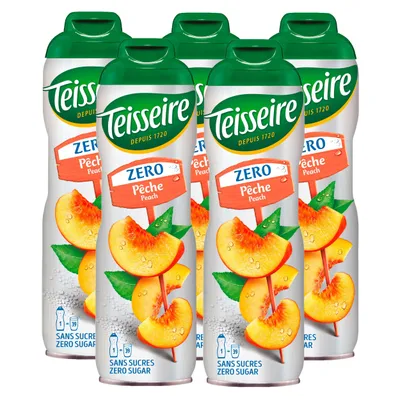 Produktbild von Teisseire Sirup Pfirsich/Peach zero Zucker 600ml - Cocktails (5er Pack)