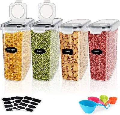 Produktbild von Küchenaufbewahrungsbox, 4-teilig, luftdicht, Kunststoff, BPA-frei, Getreidebehälter