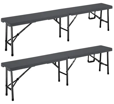 Immagine prodotto di Panca pieghevole da birra set - 2 pezzi - 183 cm - Plastica - Antracite - Fino a 8 persone