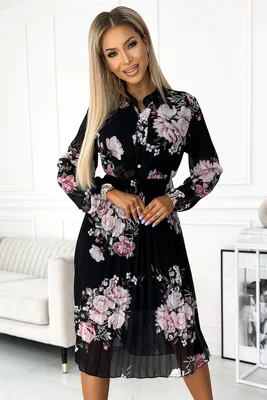 Obrázek produktu pro Numoco Dámské květované šaty Carla černo-růžová Univerzální