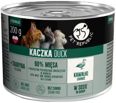 Zdjęcie produktu dla Mokra karma dla kota PetRepublic Steril kaczka w sosie 200g