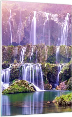 Produktbild von Bilder auf glas - Einteilig - Wasserfall Natur - 70x100cm - Glasbilder - Wandbilder - Bilder - zum Aufhängen bereit - Wanddekoration aus Glas - Glas Bilder - Wandbild auf Glas - GPA70x100-3893