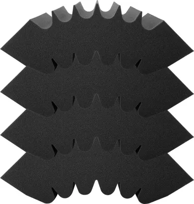 Image de Panneaux acoustiques en mousse SucceBuy, lot de 4, 42 x 16 x 30 cm, autocollants, pour murs et plafonds de studio, noir