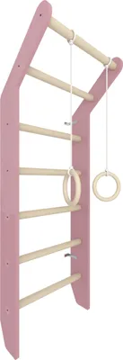 Obrázok produktu pre Stena tyče Toddler ružová | detská izba drevené detské preliezačky ihrisko vnútorné gymnastické kruhy lezecká stena