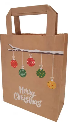 Produktbild von 1000x Papiertragetaschen aus Kraftpapier 180+80x220mm Weihnachtszweig braun