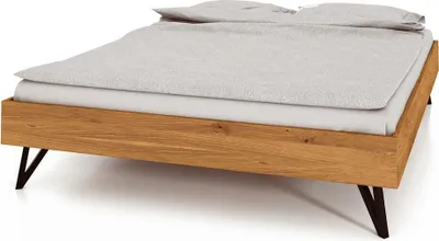 Produktbild von Bett Rolo 3 Sonderlänge 140x210 Wildeiche massiv mit Metallbeinen ohne Kopfteil