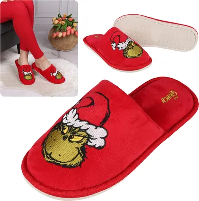 Produktbild von The Grinch Damenpantoffeln, rot, Hausschuhe aus Velours 36-37 EU