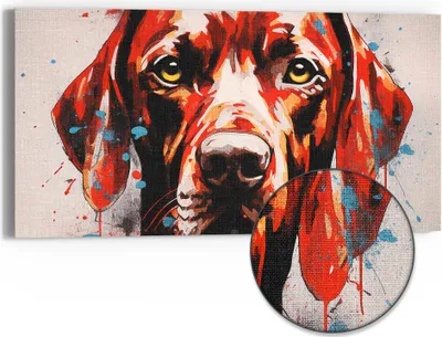 Produktbild von DEQORI Hybrid Leinwand Bild 60x30 cm 'Rotgekleideter Wächter' Wandbild Glas flach modern