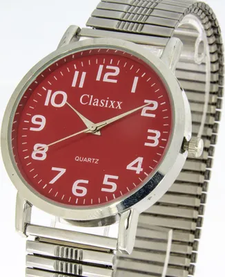 Produktbild von Damenuhr Classix mit Zugband silber rot