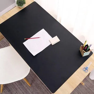 Image de Sous-main de bureau en PVC - Tapis de bureau antidérapant - Résistant à l'eau - Sous-main de protection épais en PVC - 90 x 40 cm - Noir