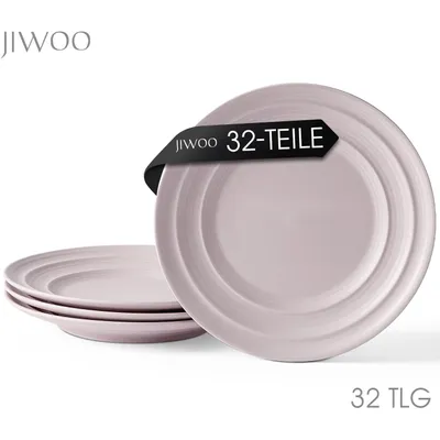 Produktbild von Teller set 32er Ø21,4 cm Keramik Essteller Kuchenteller Frühstücksteller Flachteller für 32 Personen Matt-Glasur Mikrowellen- und Spülmaschinenfest