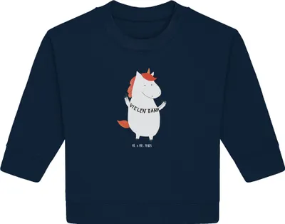 Produktbild von Mr. & Mrs. Panda Organic Baby Pullover Einhorn Dankeschön 6. - 12. Monat - French Navy - Geschenk, Danksagung, Unicorn, Danke, Vielen Dank, Bullover, Einhörner