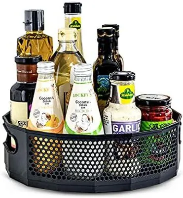 Produktbild von Lazy Susan Drehteller, Drehgestell in Wabenform, Rotierender Obstständer, Drehteller Gewürzregal, Drehbares Gewürzregal, Drehbare Ablage für Zubehör für Anrichte und Küchenschrank (22,5x6,5cm)