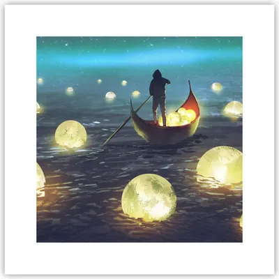 Produktbild von Poster - Poster ohne Rahmen - Boot Wasser Märchen - 30x30 cm - Wand Bild - Wanddeko - Wandbilder - Kunstposter - Wandposter - Bilder - Kunstdruck - Wanddekoration - Wandbild - P2XAC30x30-4002
