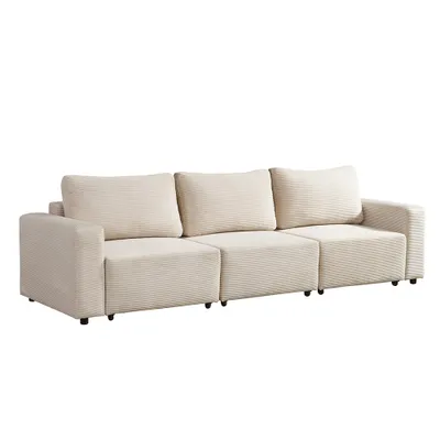Produktbild von HOME DELUXE Modulares Schlafsofa VINA M, Beige - 295 x 92 x 85 cm - inkl. Stauraum | Cordsofa, Sofa mit Schlaffunktion, Couch