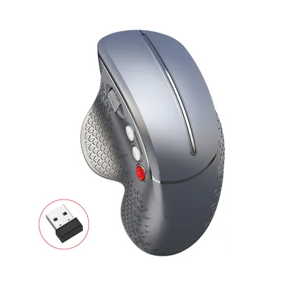 Zdjęcie produktu dla Bezprzewodowa mysz pionowa, 2,4 G, ergonomiczna pionowa mysz do gier, 6 przycisków, stop aluminium, boczna rolka przewijania, antypoślizgowa rączka, zasięg bezprzewodowy 10 m