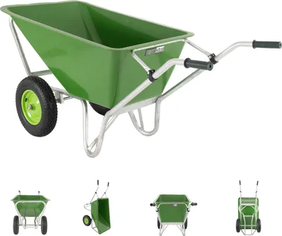 Produktbild von 2-Rad Schubkarre XL 200 L 300 kg Gartenschubkarre Schiebkarre Hofkarre Luftrad Metallfelge grün