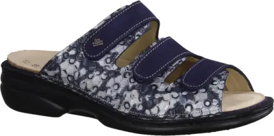 Produktbild von Finn Comfort Cisano Damenschuhe, Pantolette, Leder, Blau, Stretcheinsatz - Passformübersicht Finn comfort Marken Finn Comfort Finnstretch, Blau, leder esandra/nabuk/stretchcamo)