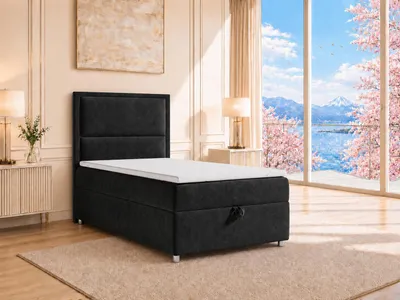 Produktbild von Best for Home Boxspringbett mit Bettkasten Trinity K11-SINGLE 70x200 Bonellfederkern inkl. Topper - Schwarz