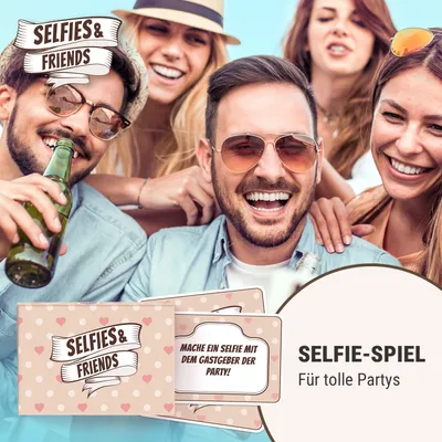Produktbild von spielehelden Kartenspiel Selfies&Friends 55 Foto-Aufgaben Taschenformat 6.5x9.5x2 cm