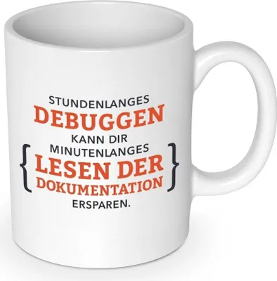 Produktbild von getDigital Stundenlanges Debuggen Becher, Keramik, spülmaschinenfest, 300 ml