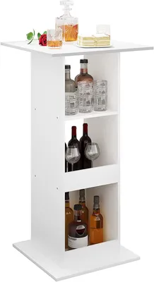 Immagine prodotto di Tavolino con 3 ripiani in materiale composito di legno | Bianco | 60x60x109 cm