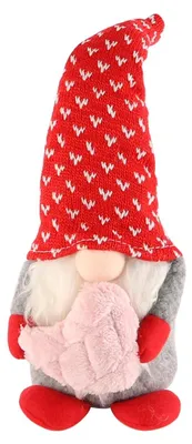 Handgefertigter Plüsch-Wichtel, gesichtsloser Tomte, 32 cm, rot-weiß