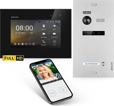 Produktbild von HD Video Türsprechanlage mit Smartphone App für 1 Familienhaus, 1x Monitor, Balter EVO HD WLAN Schwarz