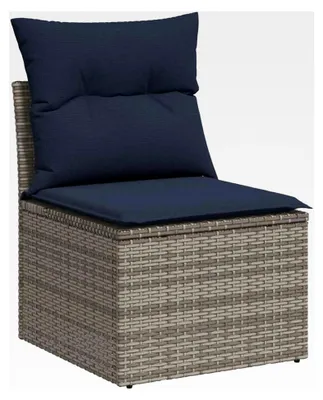 Produktbild von 4-teilige Garten-Sofagarnitur mit Kissen Grau Poly Rattan Lounge Sofa Outdoor
