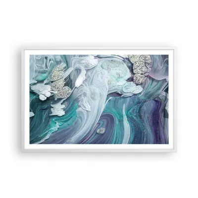 Produktbild von Gerahmtes Poster - Weißer Rahmen - Abstraktion dreidimensional blau - 91,5x61 cm - Wand Bild - Wanddeko - Wandbilder - Kunstposter - Wandposter - Bilderrahmen - Bilder - Kunstdruck - P2WAA91x61-4726