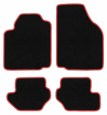Productafbeelding van Velours automatten voor Ford Fiesta MK3 1989-1996 (hatchback) – 4-delig, zwart/rood, op maat – Wielganizator CARLUX