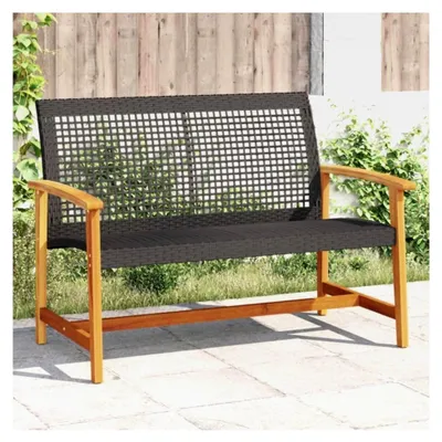 Produktbild von Gartenbank Schwarz 112 cm aus Poly Rattan und Akazienholz