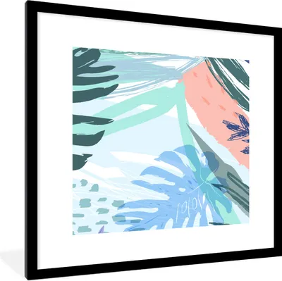 Produktbild von MuchoWow® Gerahmtes Poster Sommer - Blau - Grün 40x40 cm - Poster mit Schwarzem Bilderrahmen Wandposter Rahmen Foto Bilder - Poster - Plakat im Rahmen