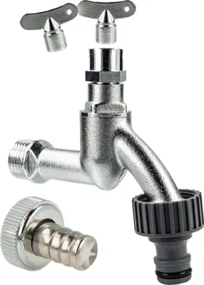 Produktbild von tecuro Auslaufventil 1/2 Zoll, Steckschlüssel-Oberteil, Steckkupplung, MS mattverchromt