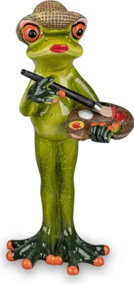 Produktbild von Frosch Frau Hobby Malerin Künstlerin Lurch Deko Tier Figur Skulptur König Gecko
