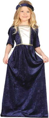 Immagine prodotto di Principessa Costume Medievale Bambini Abito Regina Carnevale Fantasia Storica Abiti da Fiaba  Nobile Travestimento Abbigliamento Festivo Costumi Fantastici, Taglia: 140/146 Colore: Blu