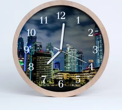 Produktbild von Holzuhr 30fi cm wanduhr - Nachtstadt