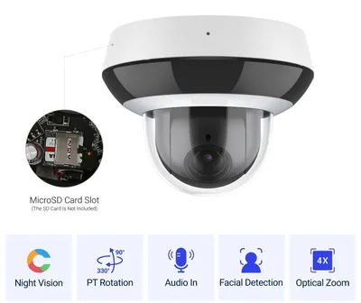 Produktbild von 4-Megapixel PTZ-Überwachungskamera – IP-Überwachungskamera für den Außenbereich mit Nachtsicht und 4-fach optischem Zoom – Weiß
