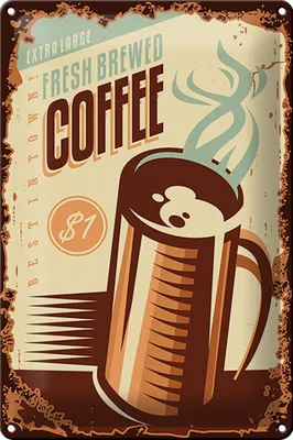 Produktbild von Blechschild Retro 20x30cm Kaffee fresh brewed Coffee