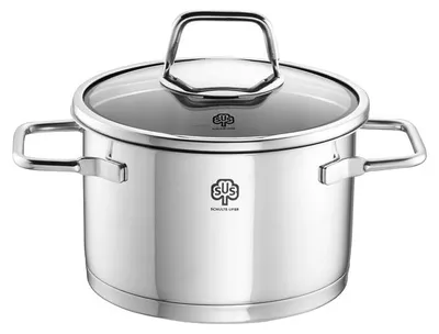 Bratpfanne 16 cm Edelstahl 2 Liter mit Deckel backofenfest